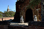 Old Bagan Myanmar. Guarded by two withe stone lions the Thandawgya (monument number 1592). 